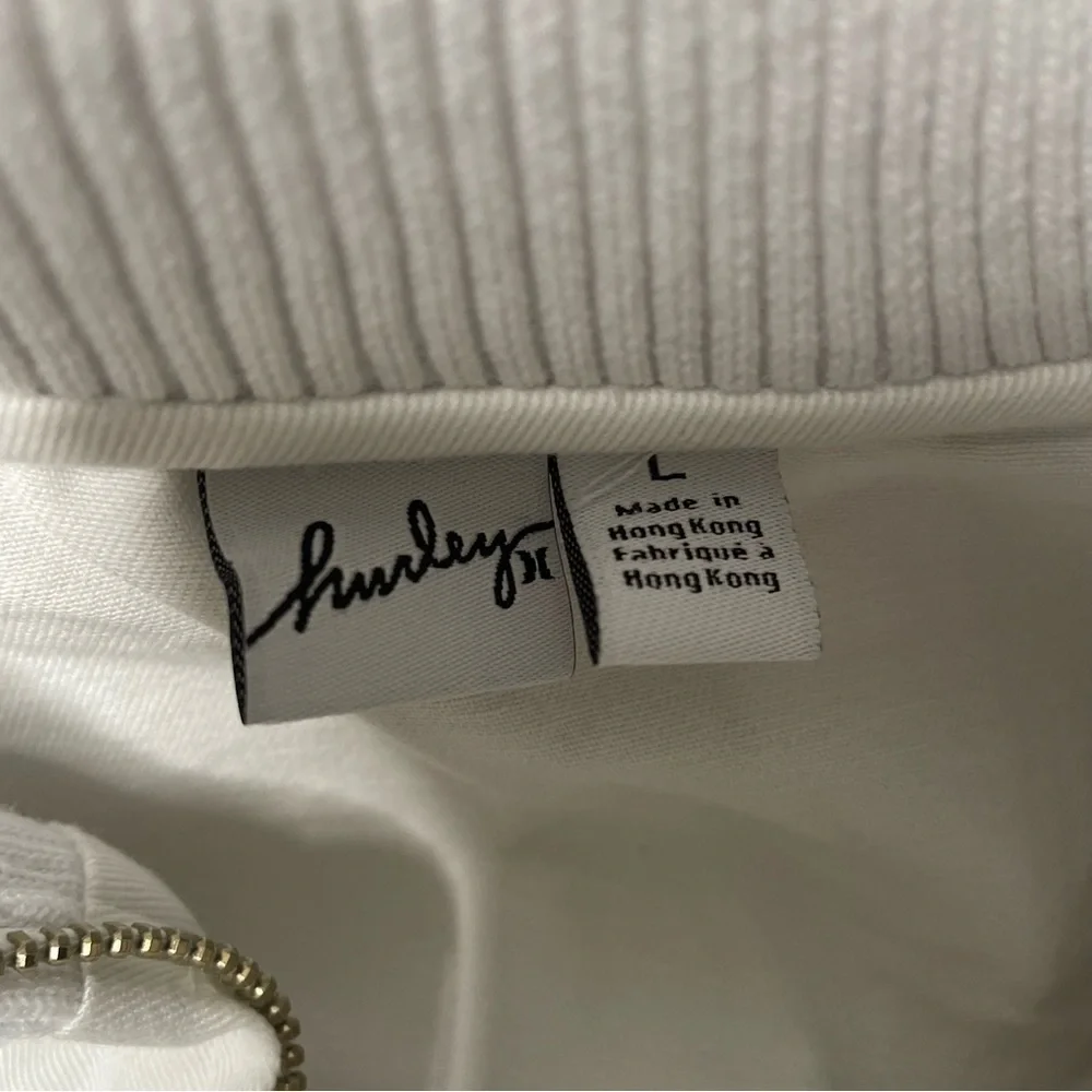 Hurley White Varsity Bomber Jacket Juniors Size L Pink Trim Full Zip